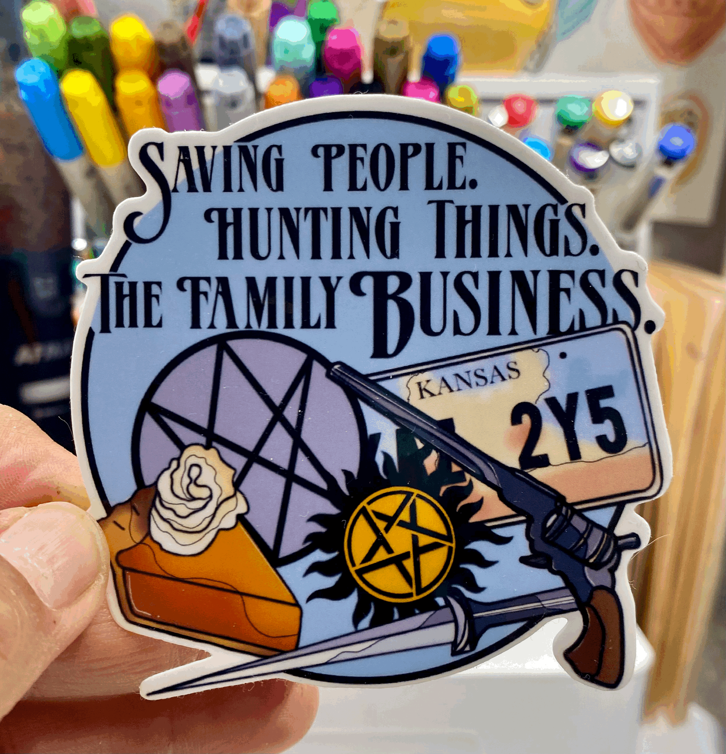 Supernatural Fandom Sticker The Family Business Glossy Finish