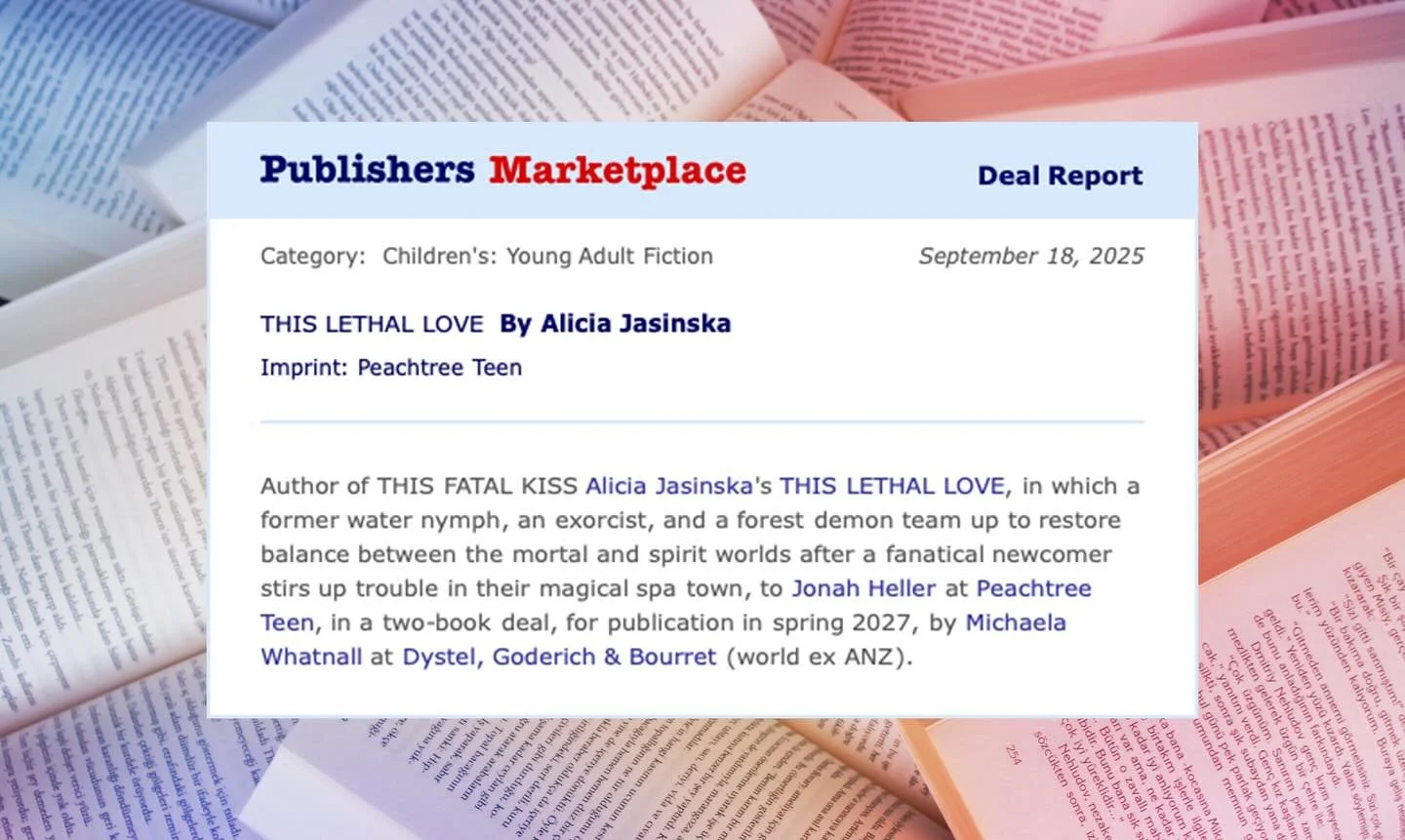 I am thrilled to share this deal announcement for @aliciamja&rsquo;s queer YA fantasy THIS LETHAL LOVE, the follow-up to THIS FATAL KISS that her readers have been clamoring for! I feel incredibly grateful to be on Alicia&rsquo;s team and so excited 