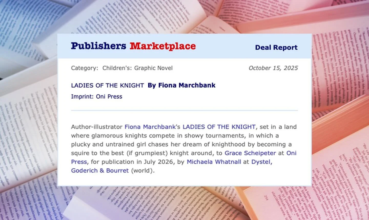 I am thrilled to share that @fiona_creates&rsquo; incredible webcomic, LADIES OF THE KNIGHT, will be publishing in print format next year with Oni Press! I&rsquo;ve been a big fan of Fiona and her comic for years, so to be able to share this news is 