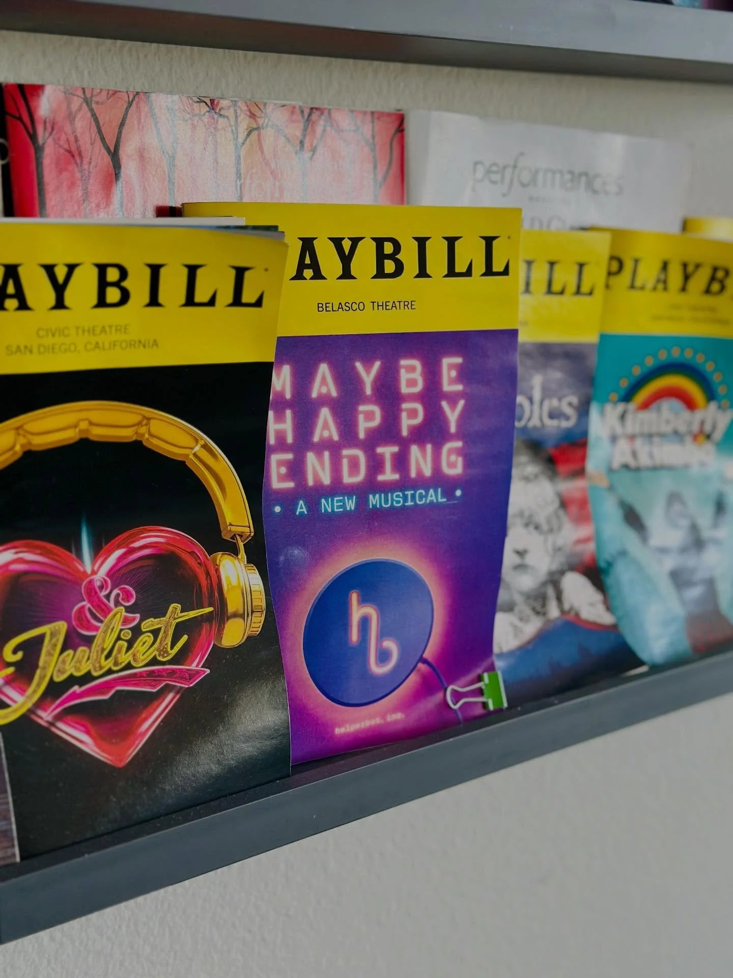 Books are my favorite form of storytelling, but theater is a close second. I&rsquo;ve been collecting playbills of the shows I&rsquo;ve attended in the past few years on these shelves, and it&rsquo;s fun to see the display come together!

Also featur