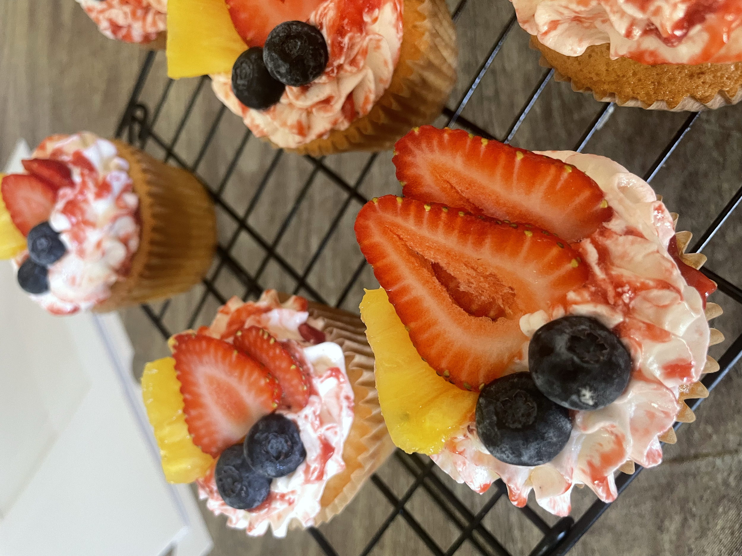 Strawberry filled and swirled cupcakes