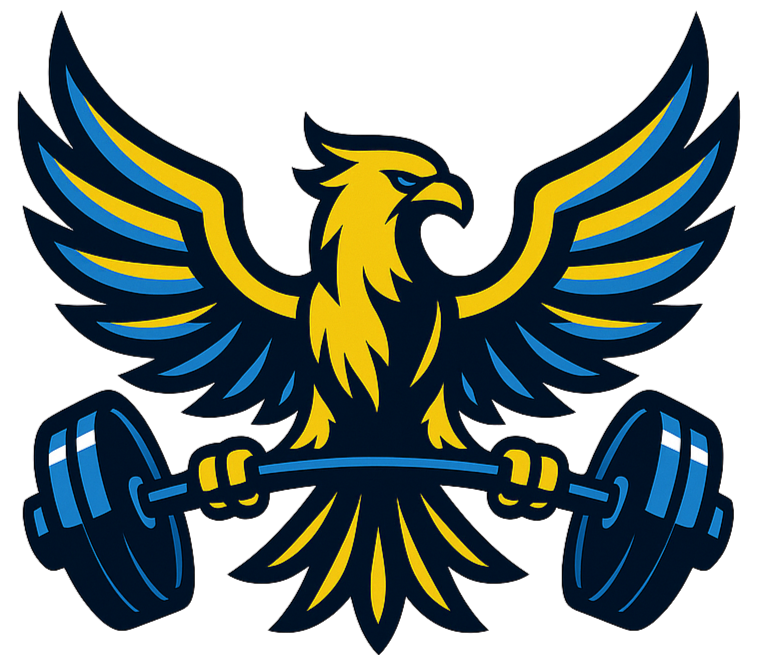 A phoenix bird hold a barbell weight personal trainer Atlanta, GA