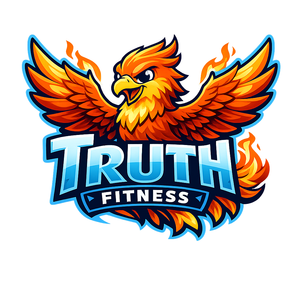 A bird flying on top of a sign that says truth fitness. Private personal trainer near me.