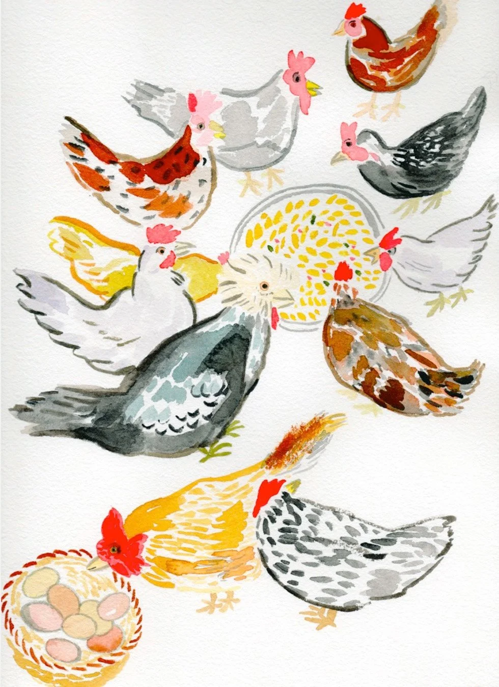 Chicken and Egg Watercolour Original