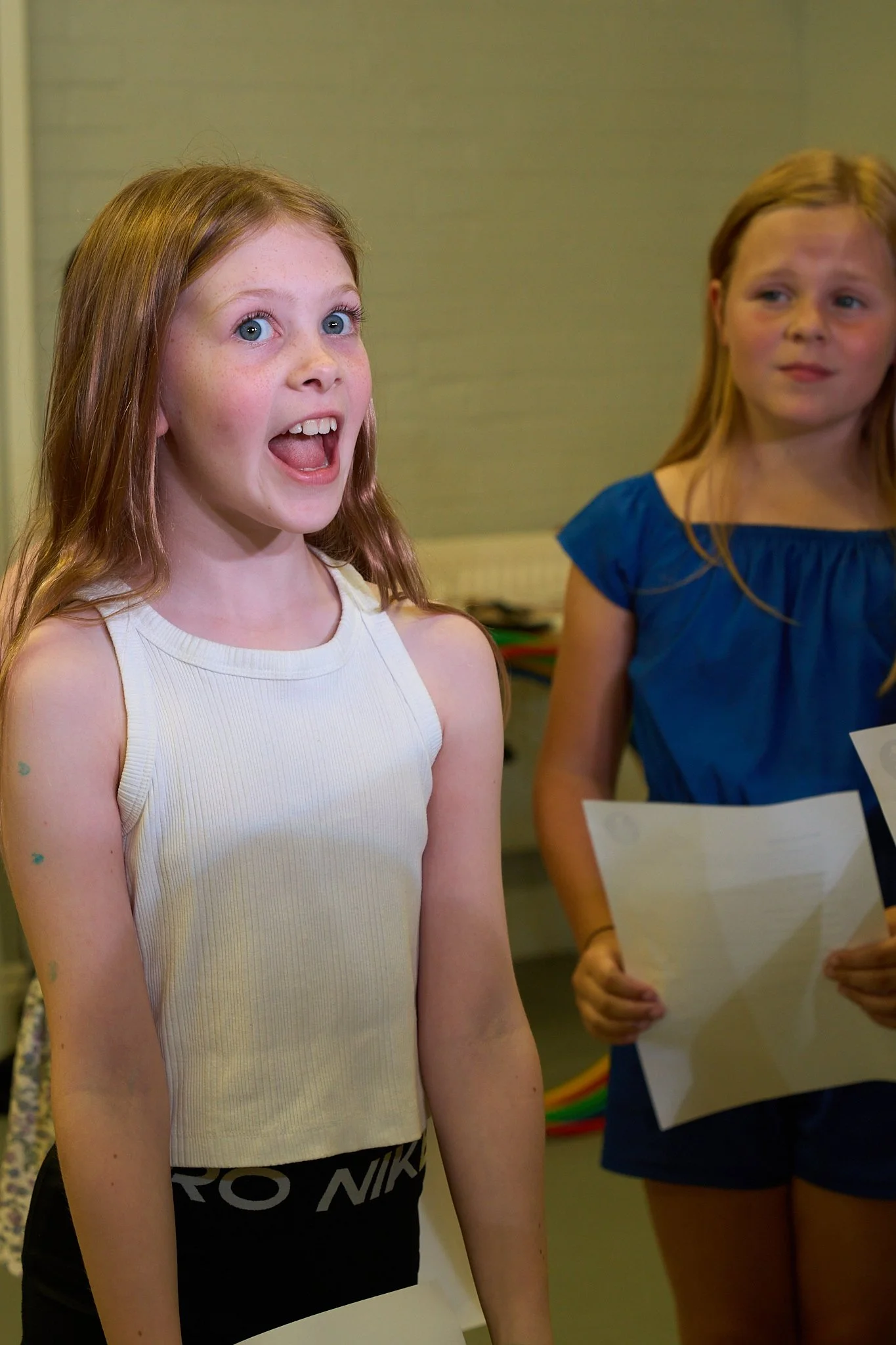 young girl practising solo in star party