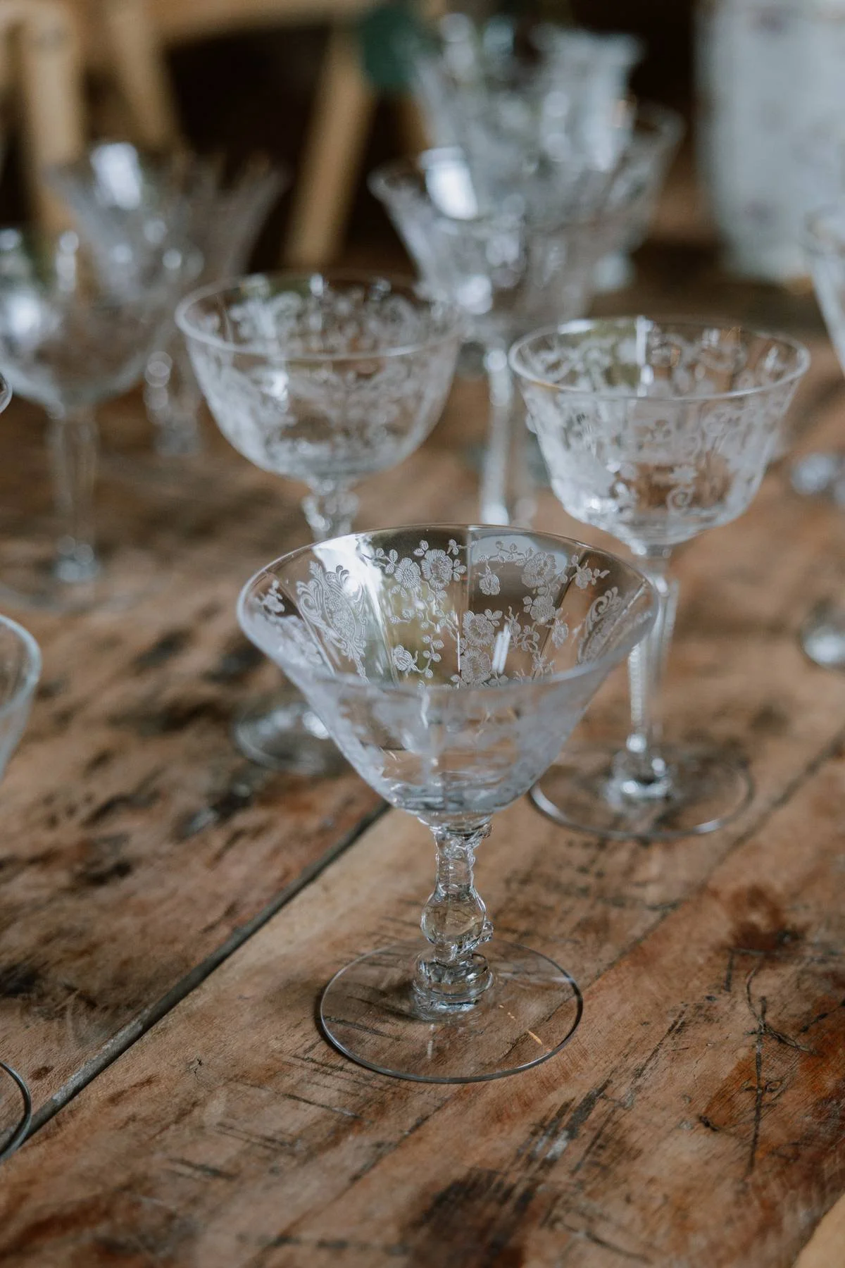 Etched Coupe Glasses