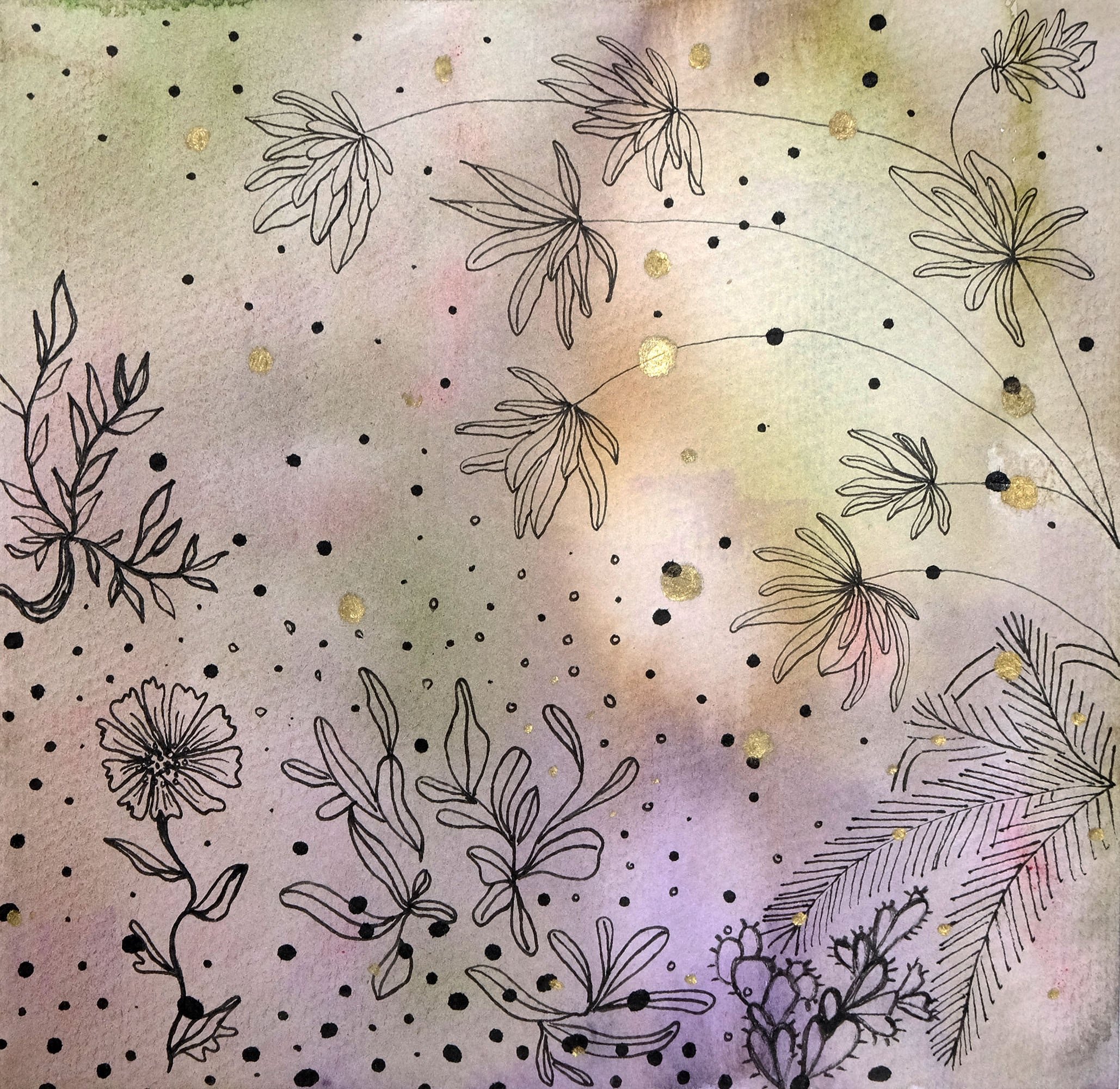Garden Fairies Drawing 7x7" | 18x18cm