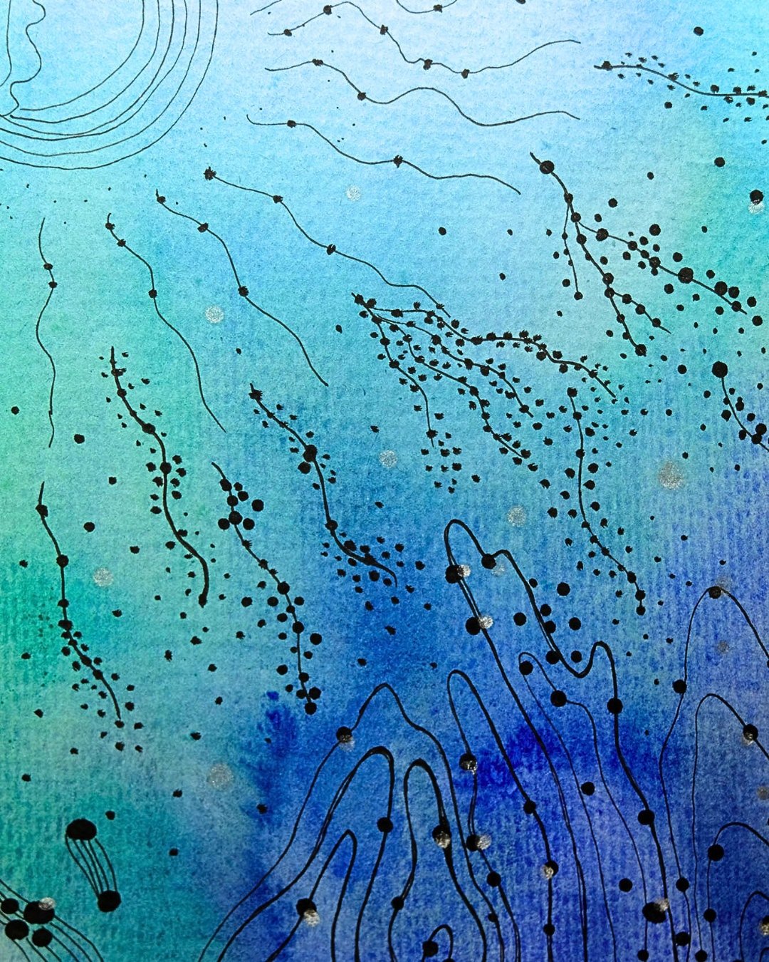 Aquatic Symphony Drawing 7x7" | 18x18cm