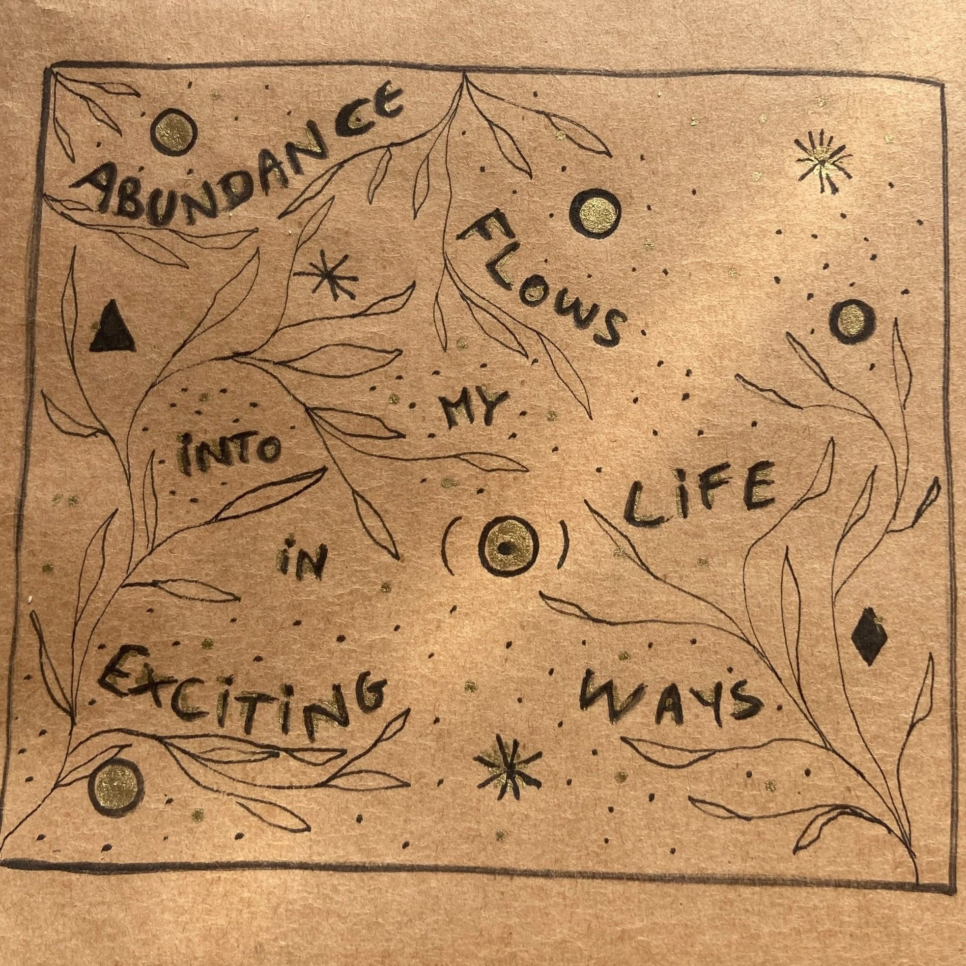 sketchbook page with empowering affirmation and whimsical drawing