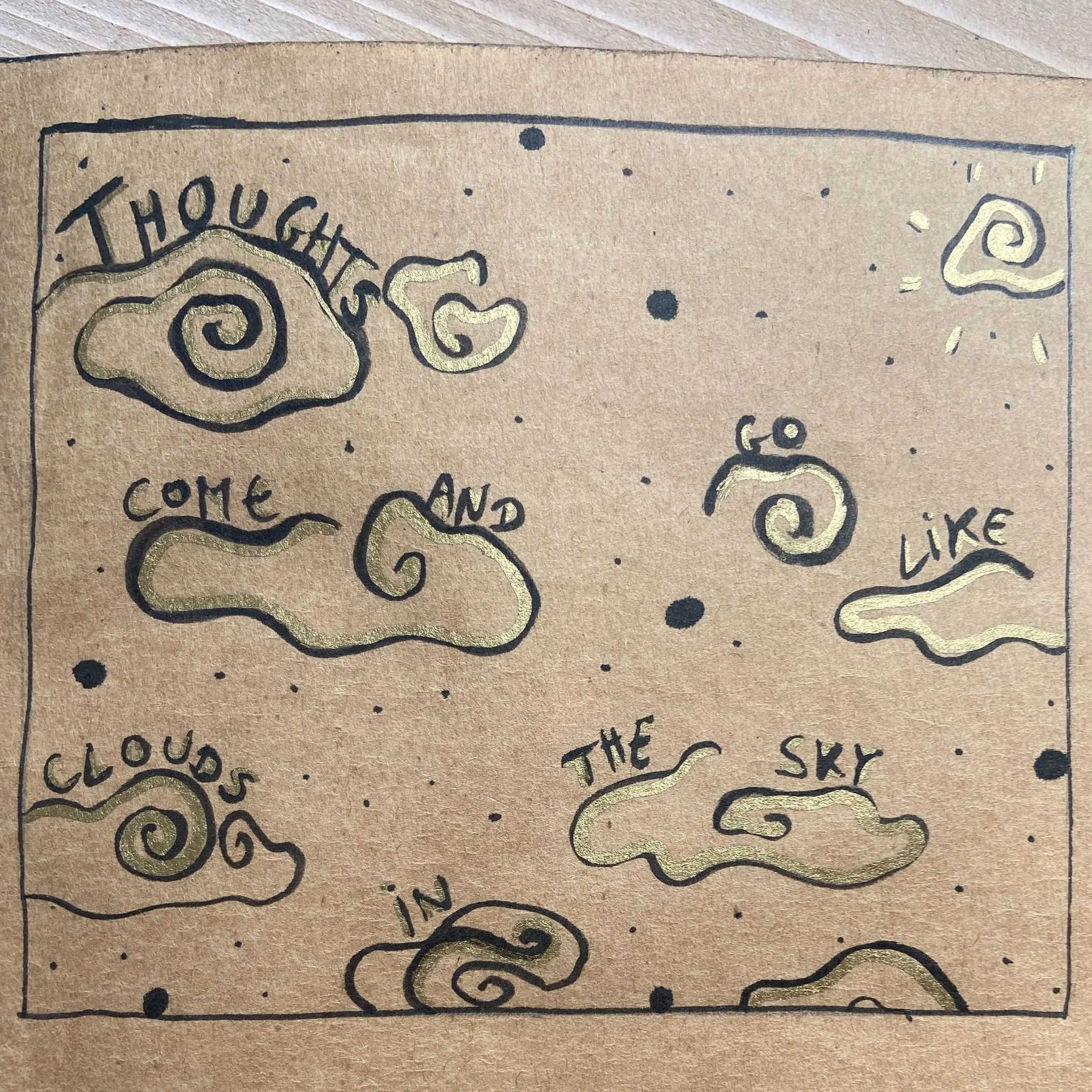 sketchbook page with empowering affirmation and whimsical drawing