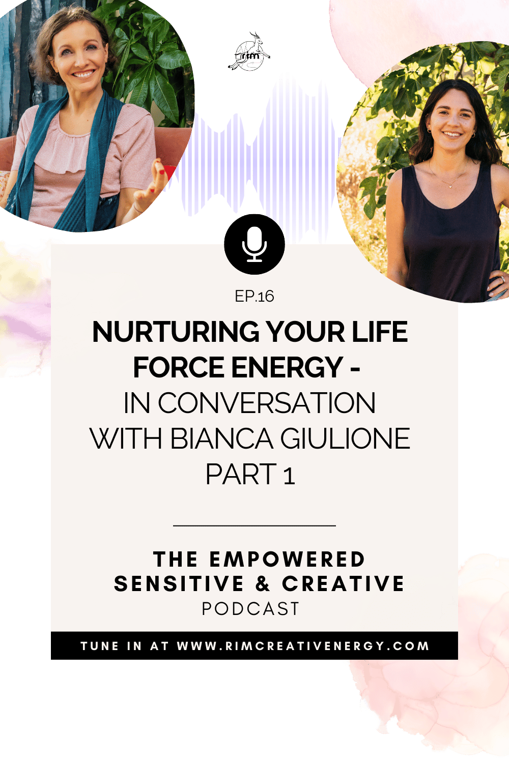 podcast cover with two women talking about nurturing your life force energy