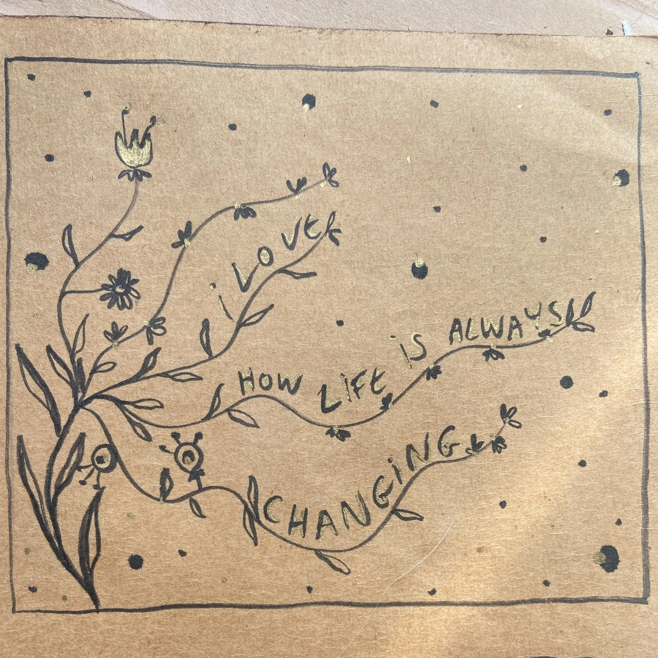 sketchbook page with empowering affirmation and whimsical drawing