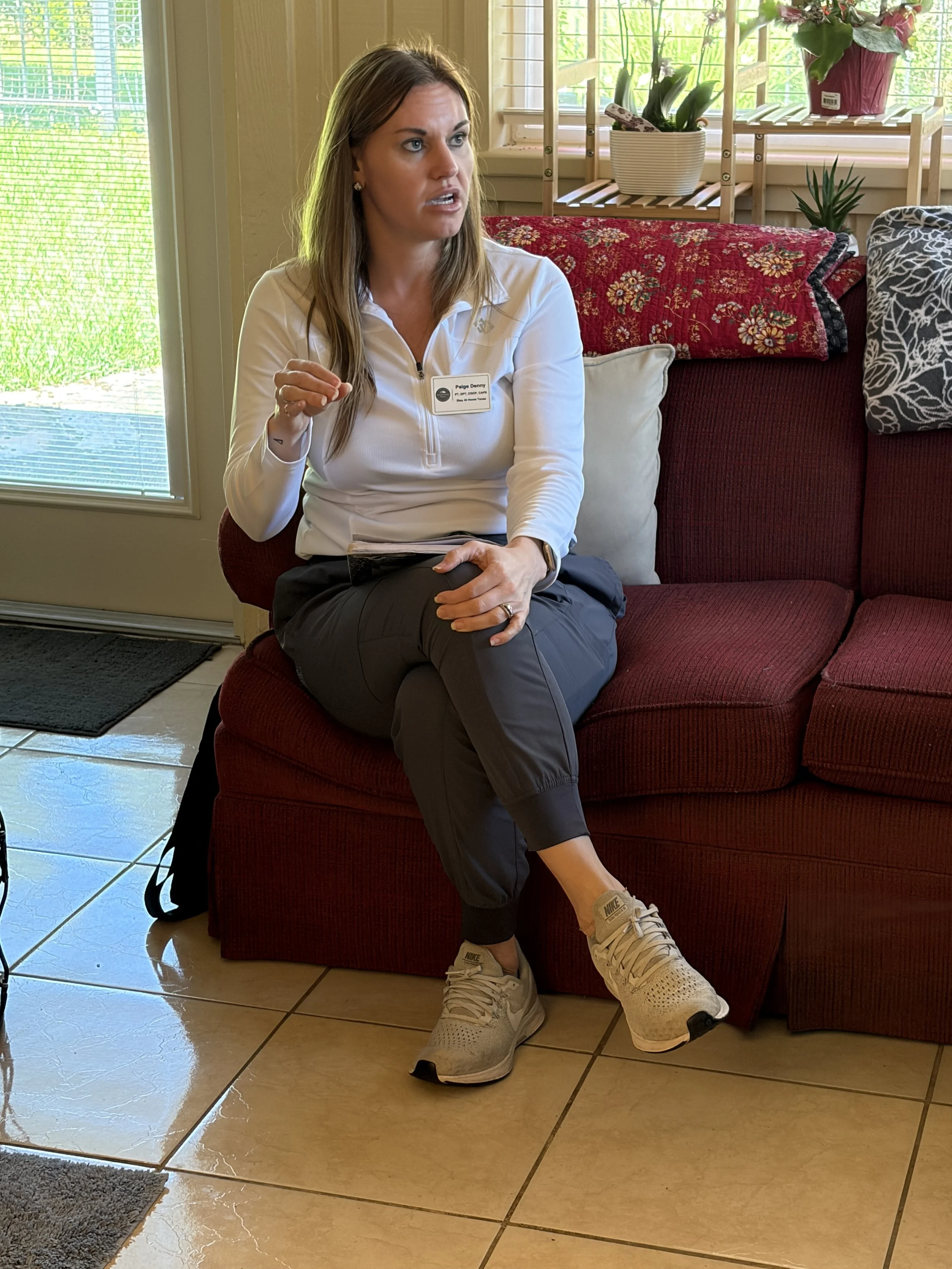Dr. Paige Denny providing in-home accessibility and home safety guidance in Houston, Texas
