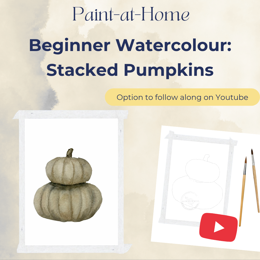 Stacked Pumpkins Beginner Watercolor Sketch