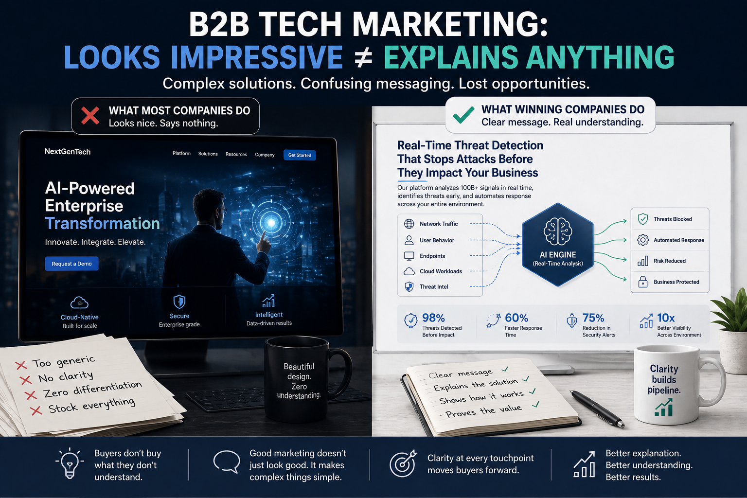Why Most B2B Tech Marketing Looks Expensive… But Explains Nothing