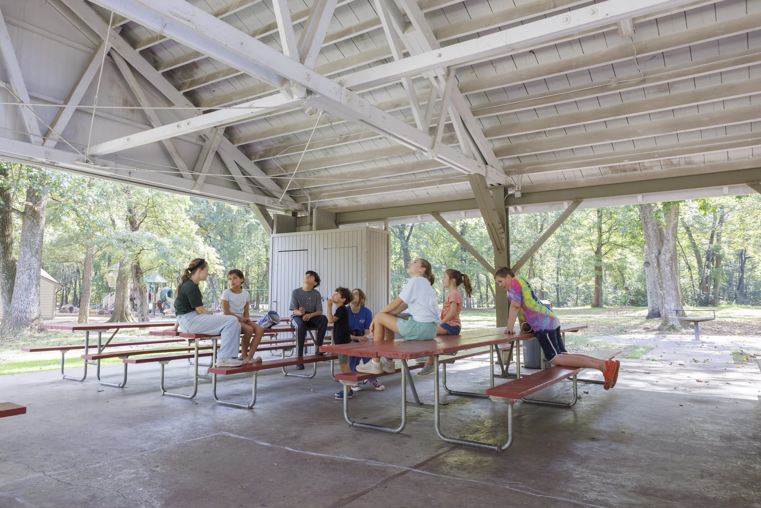 STERLING, Va. — Members of the Wild & Free homeschool group gather at Algonkian Regional Park for a three-mile hike followed by playground time. (Liz Helgesen)