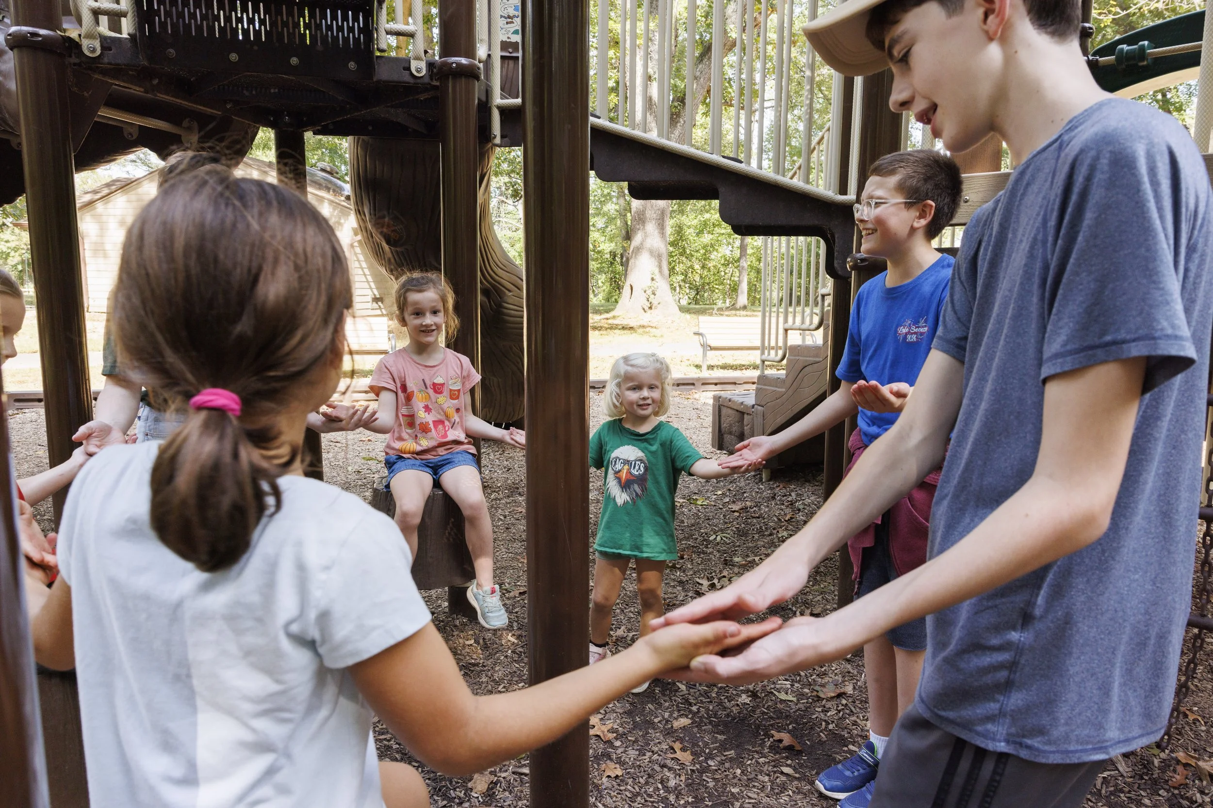 STERLING, Va. — Members of the Wild & Free homeschool group gather at Algonkian Regional Park for a three-mile hike followed by playground time. (Liz Helgesen)