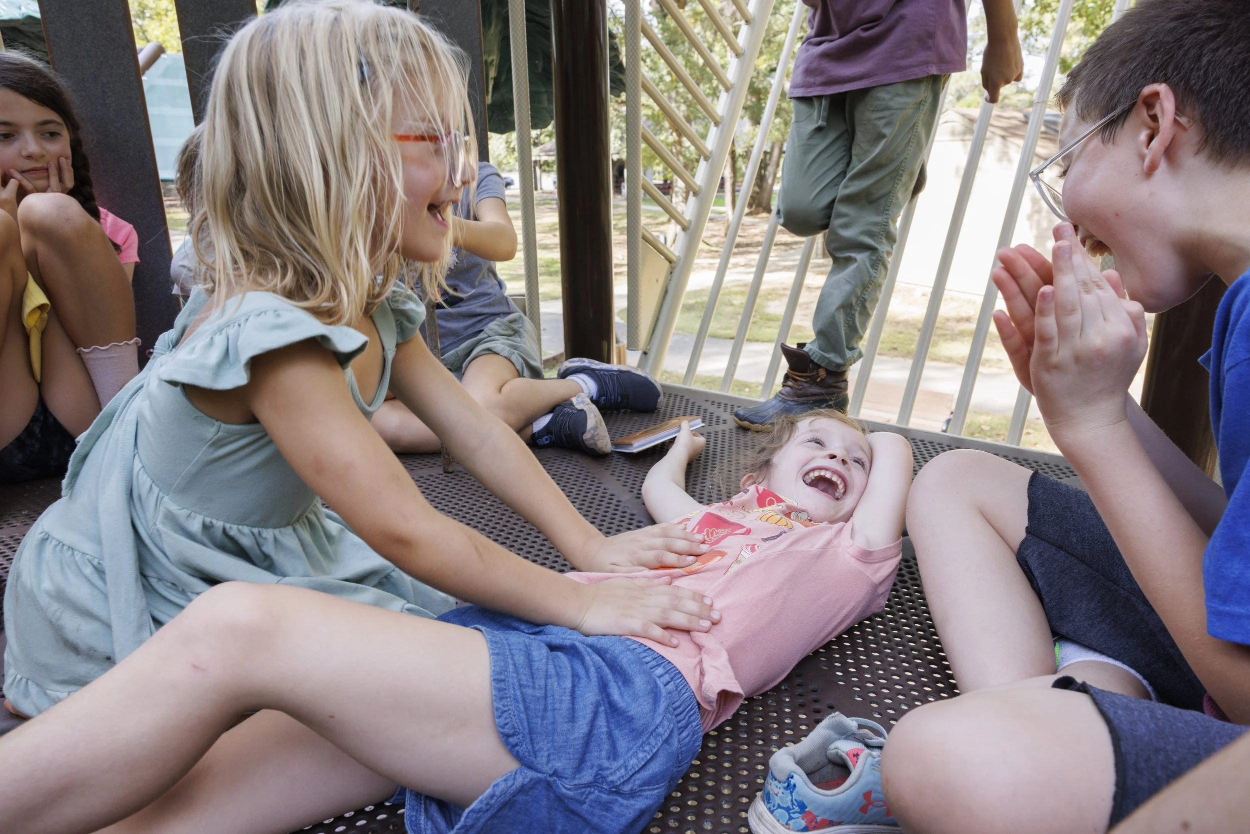 STERLING, Va. — Members of the Wild & Free homeschool group gather at Algonkian Regional Park for a three-mile hike followed by playground time. (Liz Helgesen)