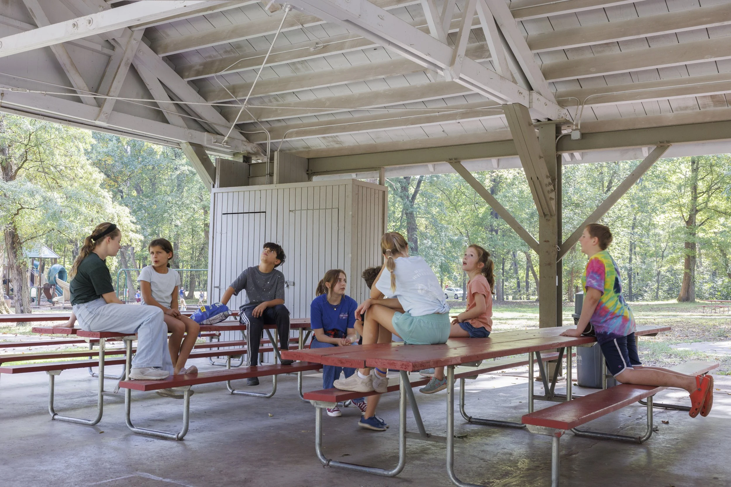 STERLING, Va. — Members of the Wild & Free homeschool group gather at Algonkian Regional Park for a three-mile hike followed by playground time. (Liz Helgesen)