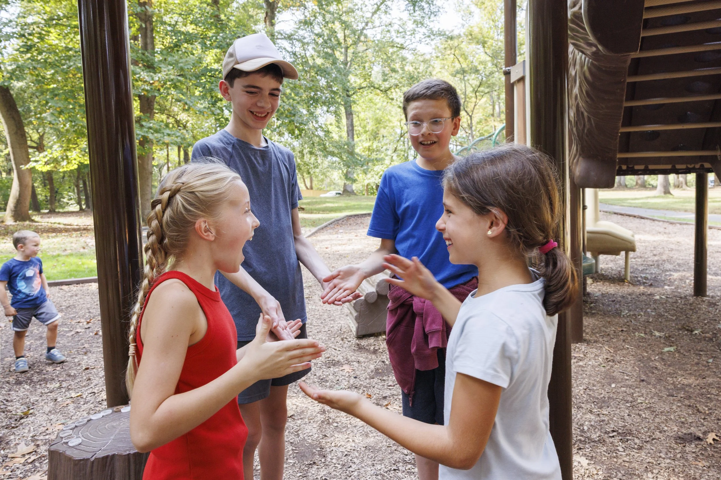 STERLING, Va. — Members of the Wild & Free homeschool group gather at Algonkian Regional Park for a three-mile hike followed by playground time. (Liz Helgesen)