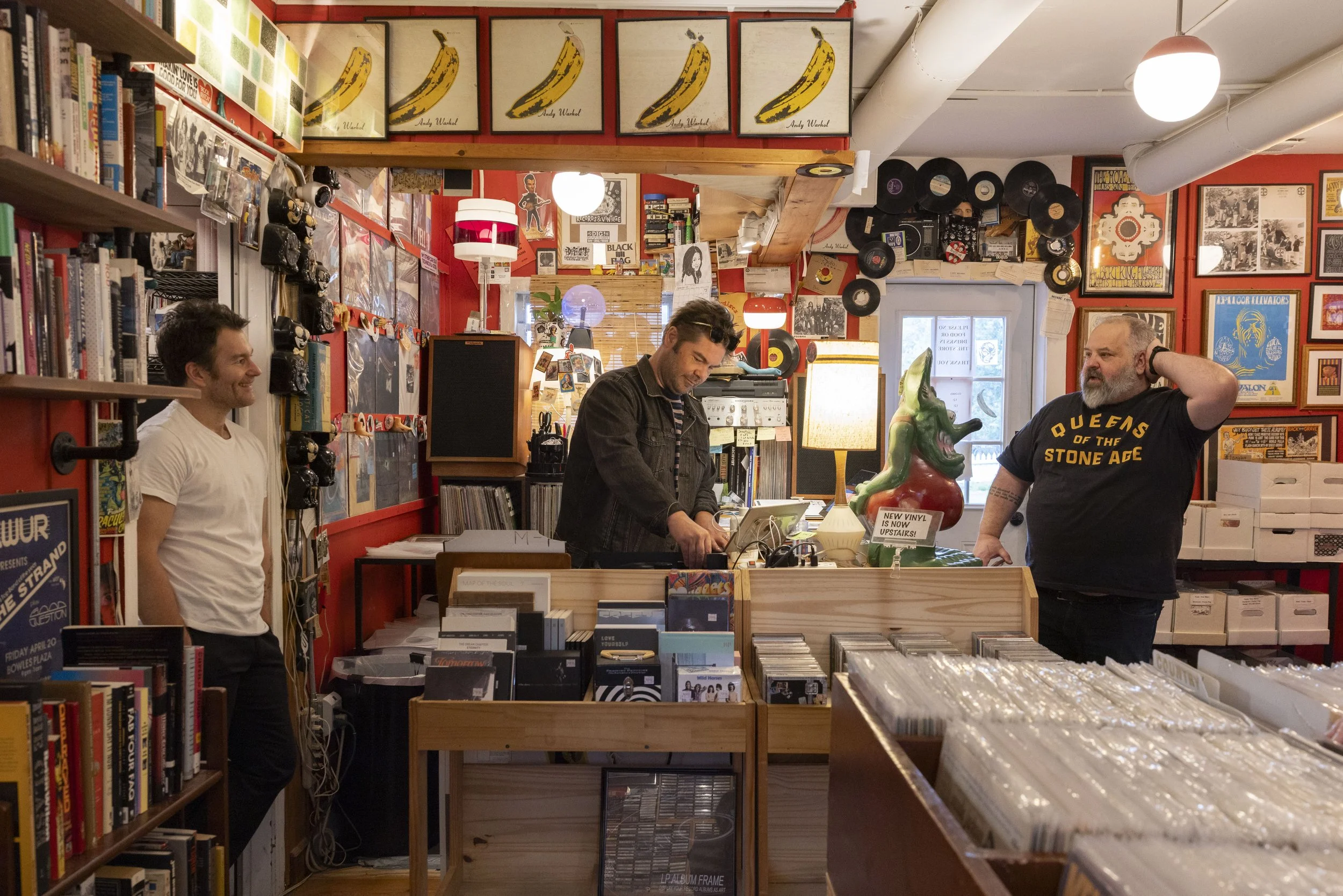 LEESBURG, Va. — Visitors browse Dig, a local record and vintage clothing shop, in downtown Leesburg on Sunday, Sept. 20, 2026. (Liz Helgesen)