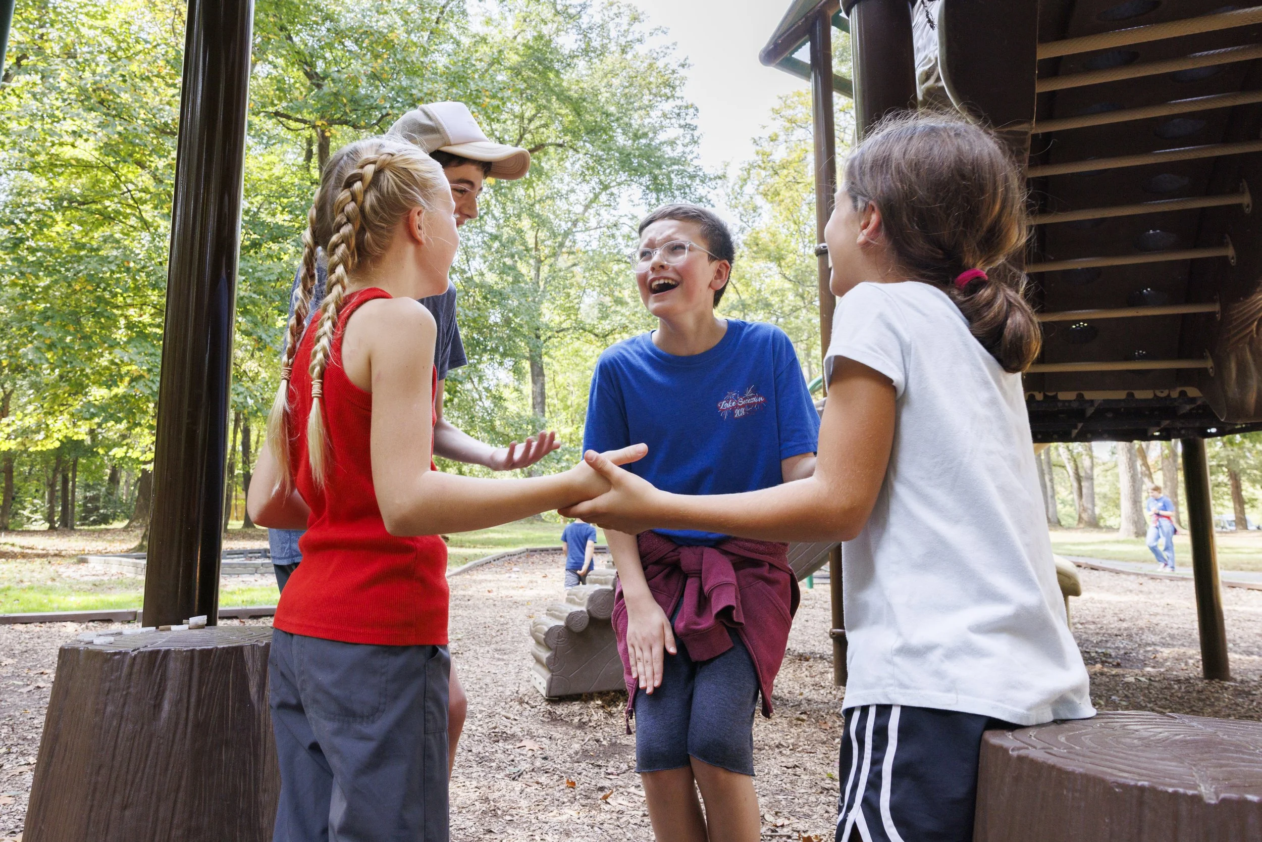STERLING, Va. — Members of the Wild & Free homeschool group gather at Algonkian Regional Park for a three-mile hike followed by playground time. (Liz Helgesen)