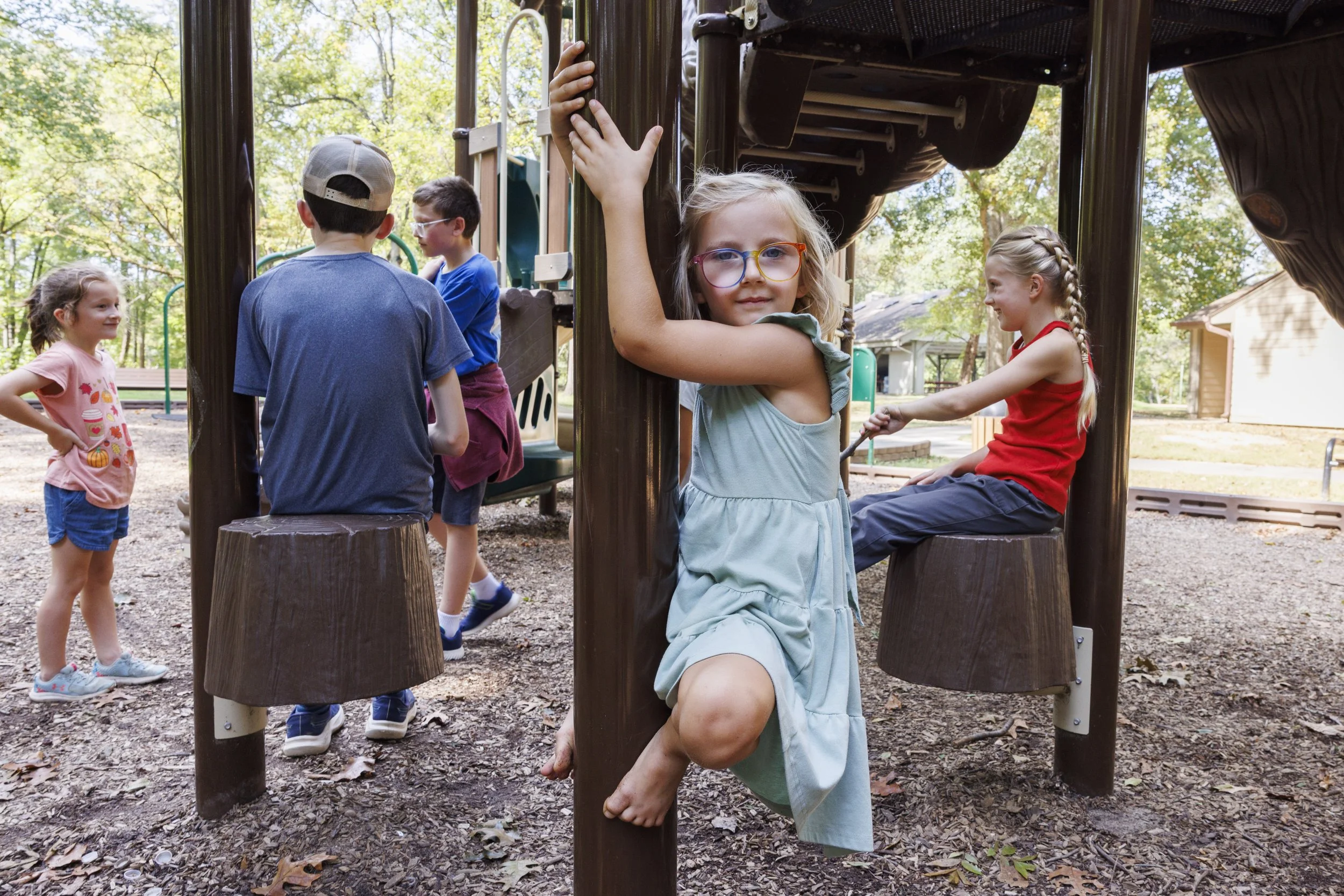 STERLING, Va. — Members of the Wild & Free homeschool group gather at Algonkian Regional Park for a three-mile hike followed by playground time. (Liz Helgesen)