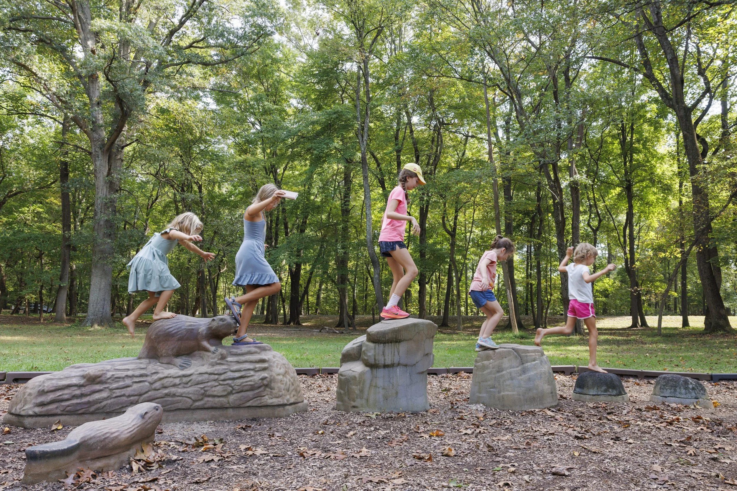 STERLING, Va. — Members of the Wild & Free homeschool group gather at Algonkian Regional Park for a three-mile hike followed by playground time. (Liz Helgesen)