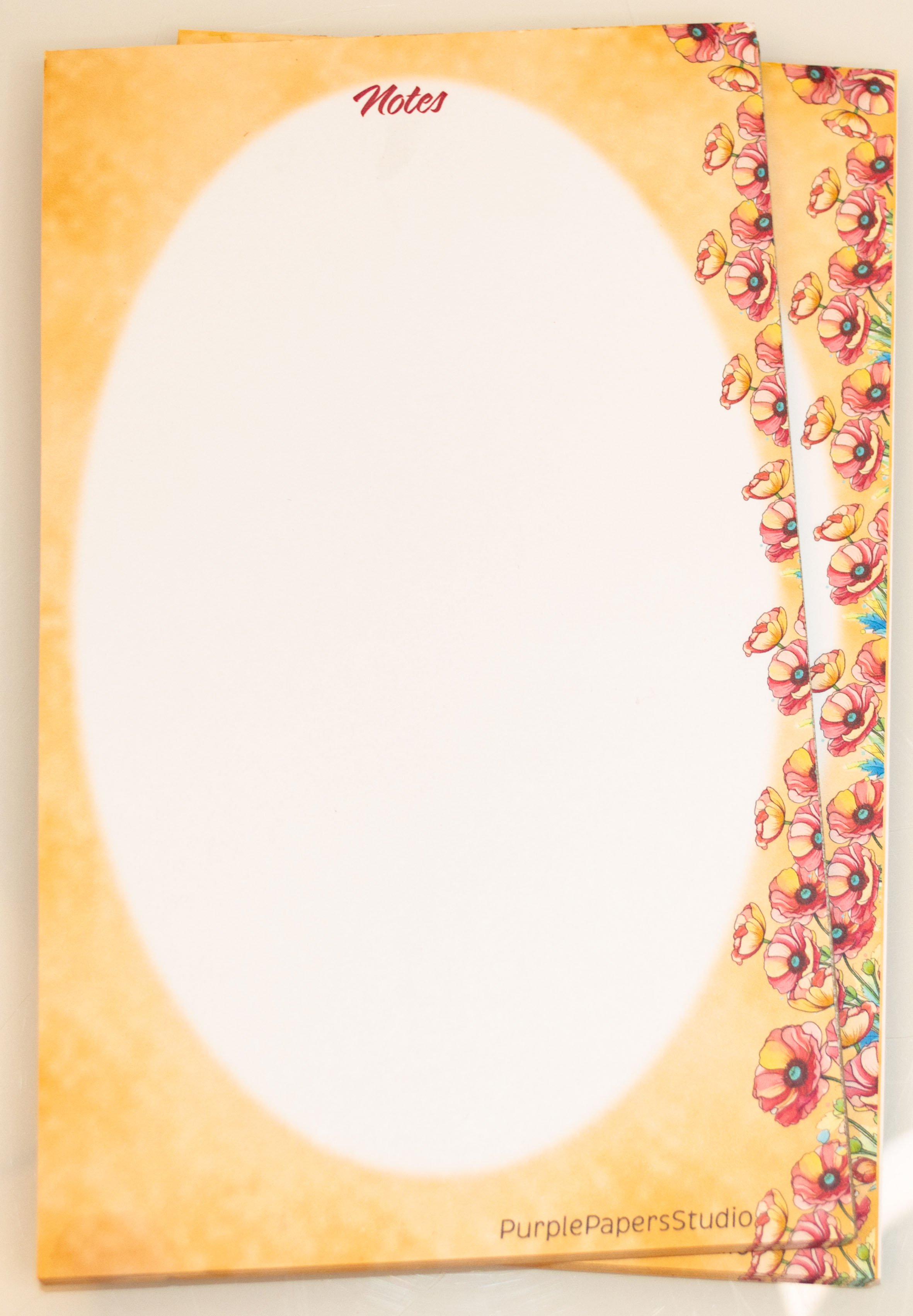 Oval Framed Flowered Notepad