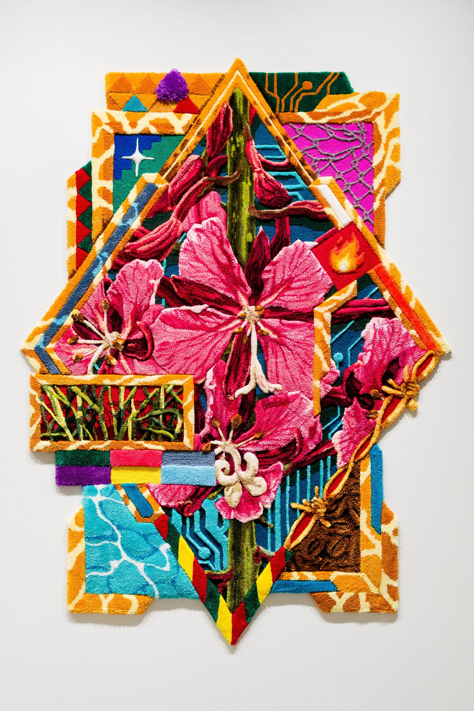 Enoch’s Fireweed, 2025, 72 x 46.75 in, hand-carved tapestry

Photo Credit: Blaine Campbell