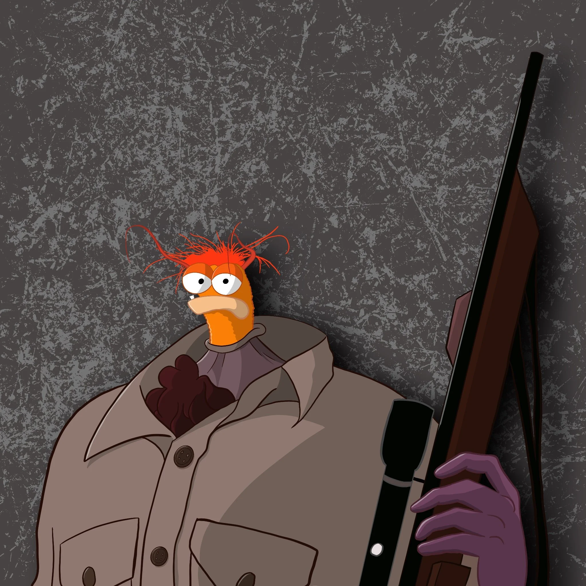 The Muppets' Pepe the King Prawn as Harry the Haunted Headhunter from "Beetlejuice."