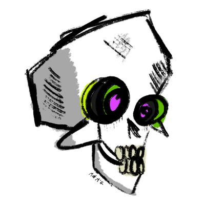 "Psycho Skull" sticky