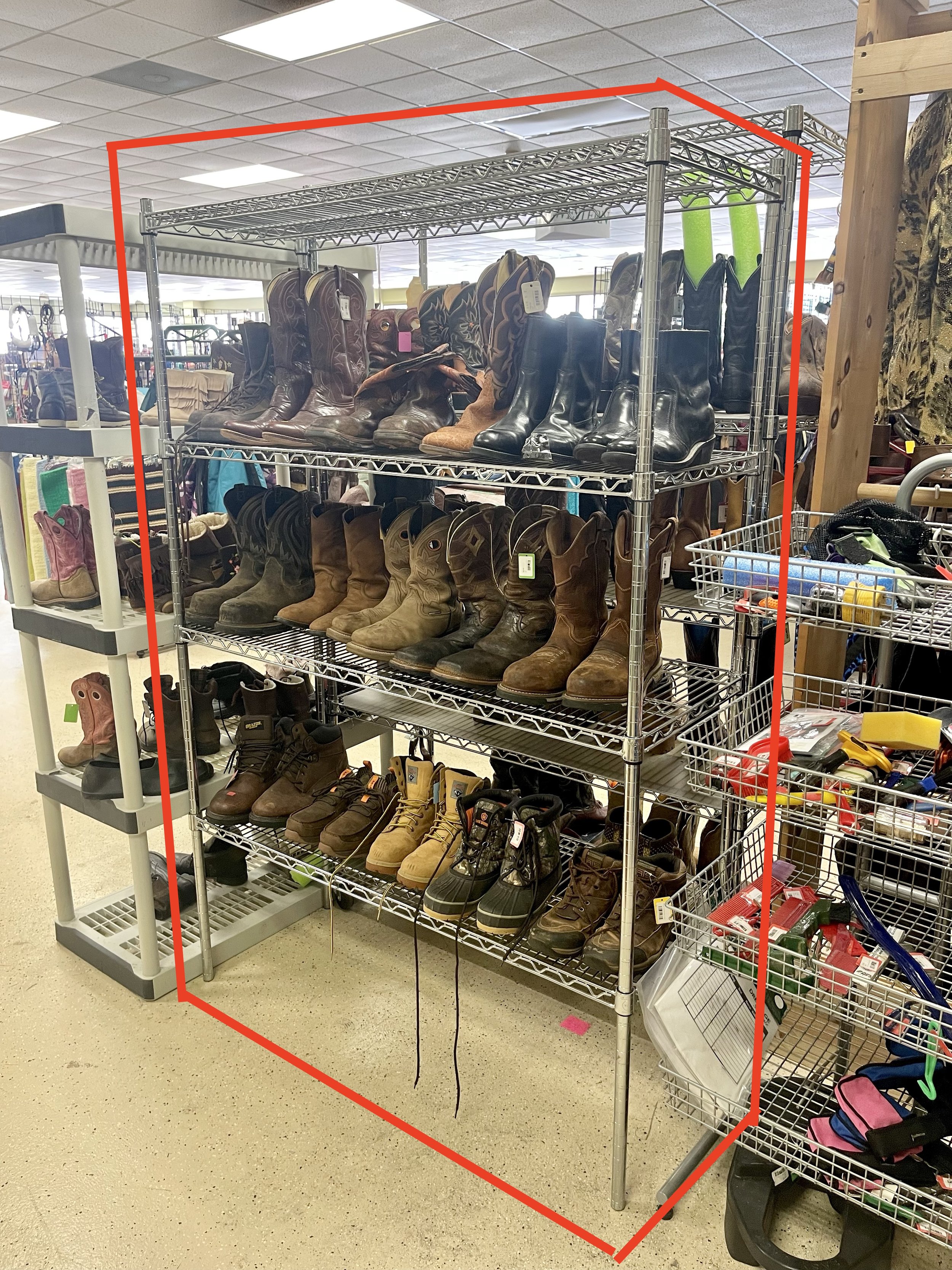 Lot 17
Silver steel metal heavy duty snap together racks, $50
(5 available)