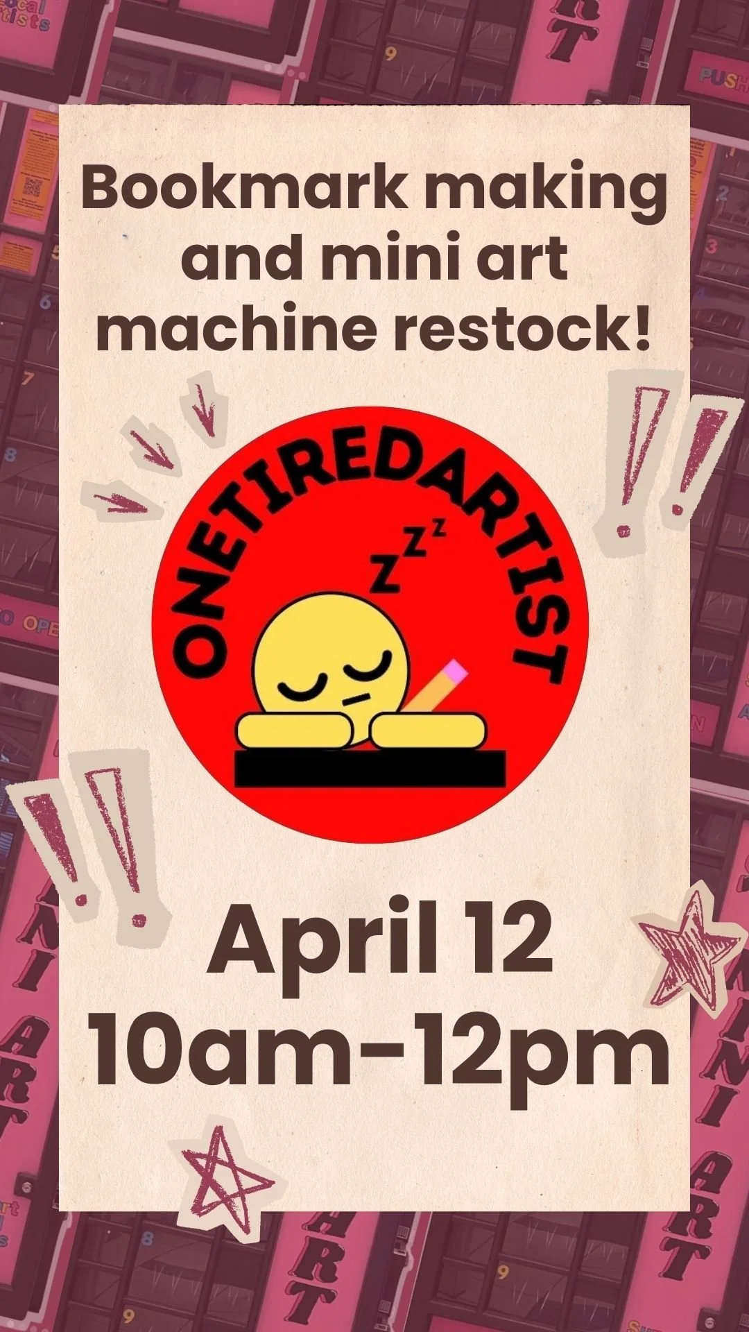 Bookmark making and mini art machine restock with @onetiredartist
