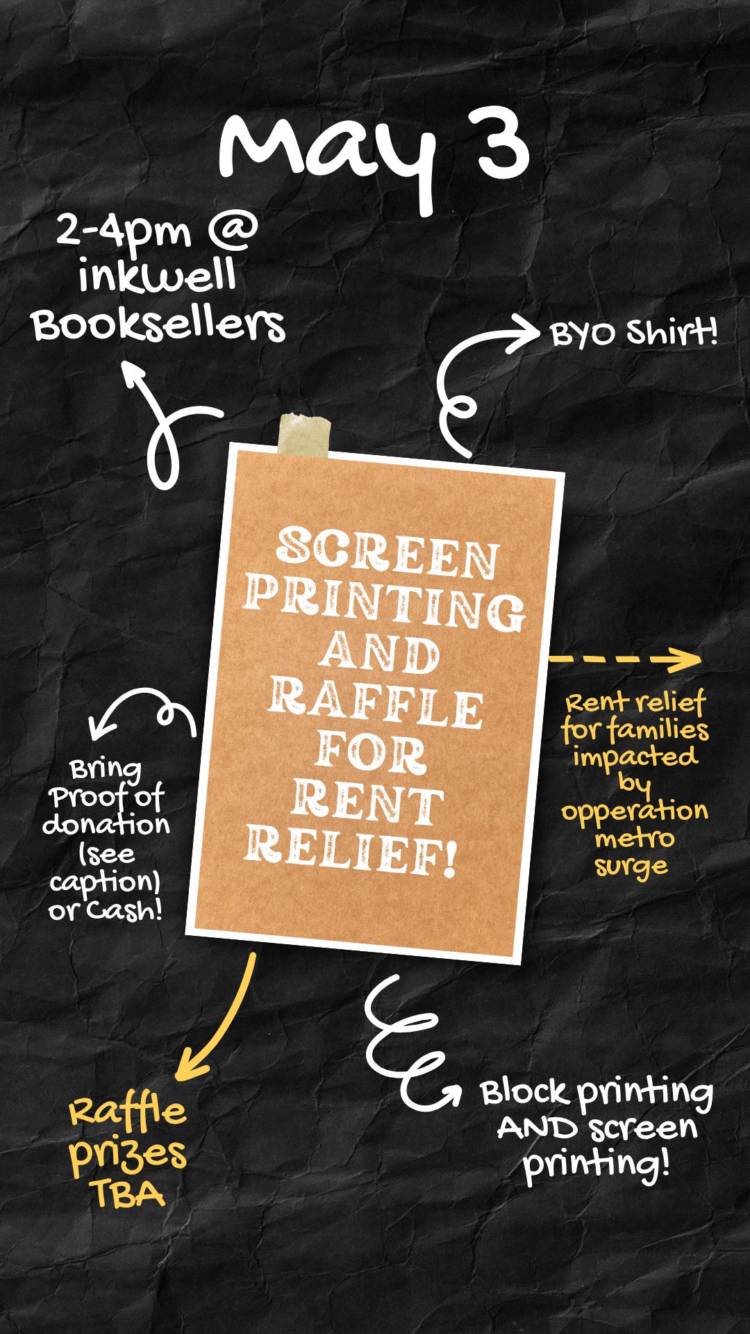 Screen Printing and Raffle for rent relief!