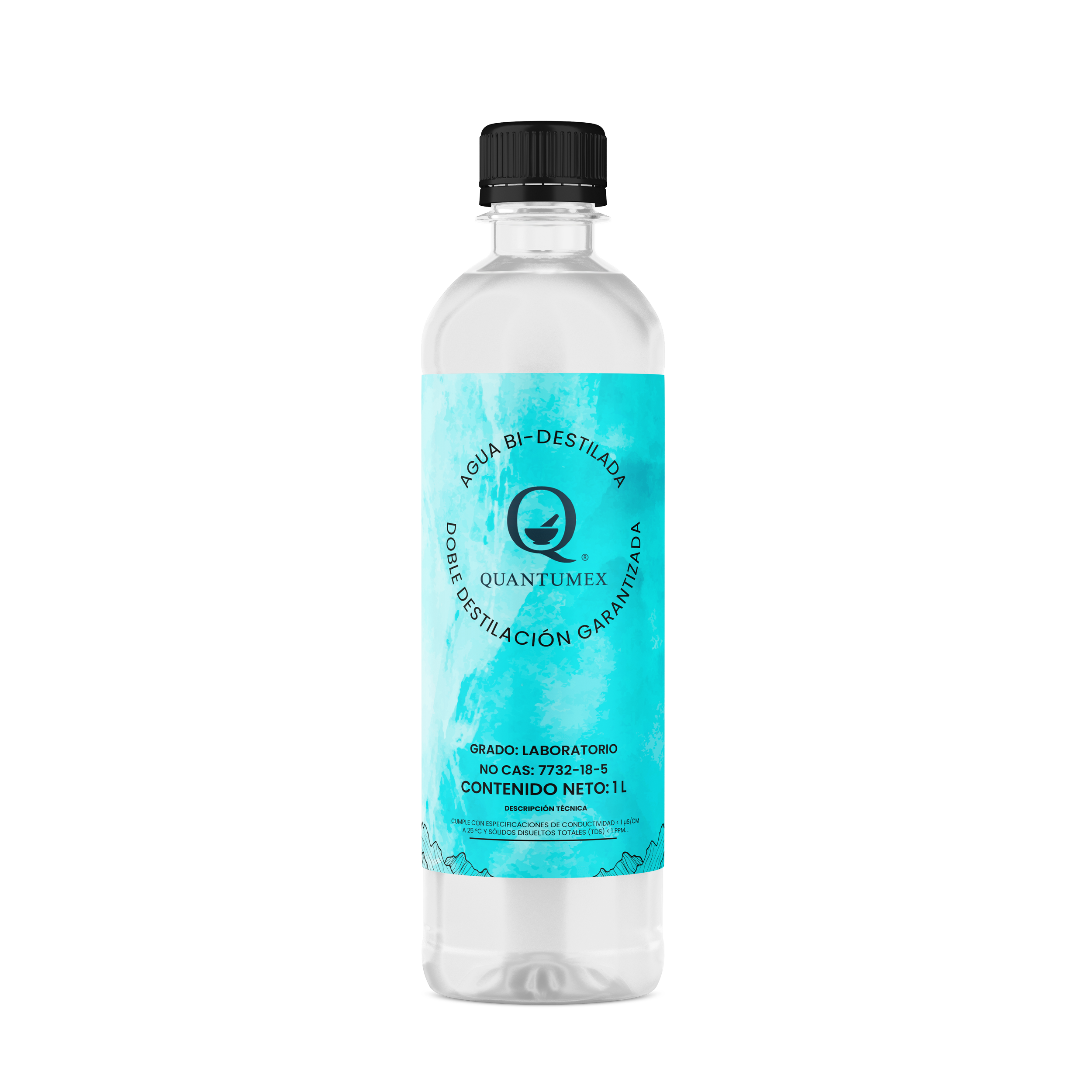 QUANTUMEX ®  -  Agua Ultrapura Bidestilada & Desionizada 1 L (Caja x12)