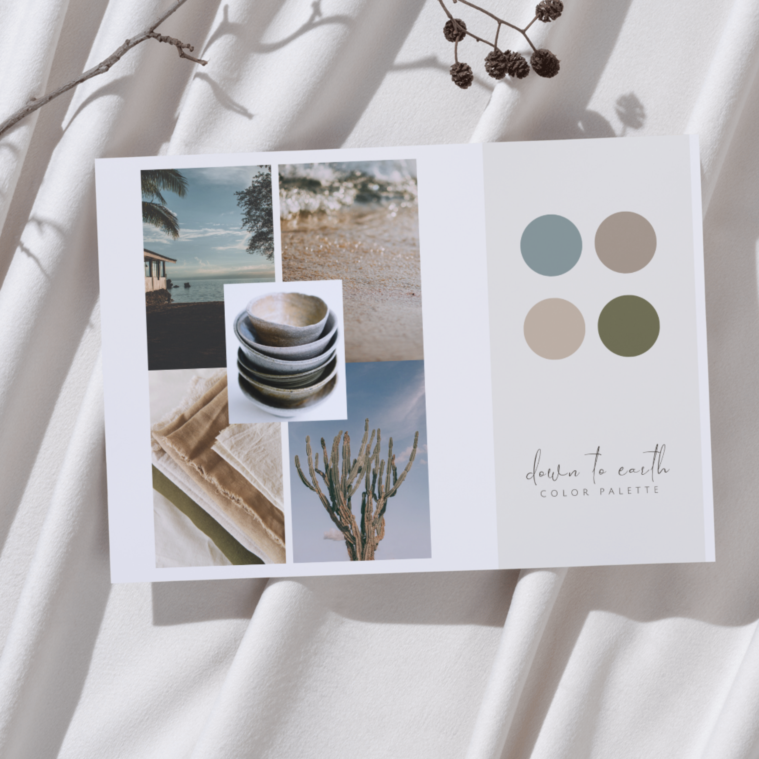 Custom template for a mood board, customize in Canva for digital download or printable.