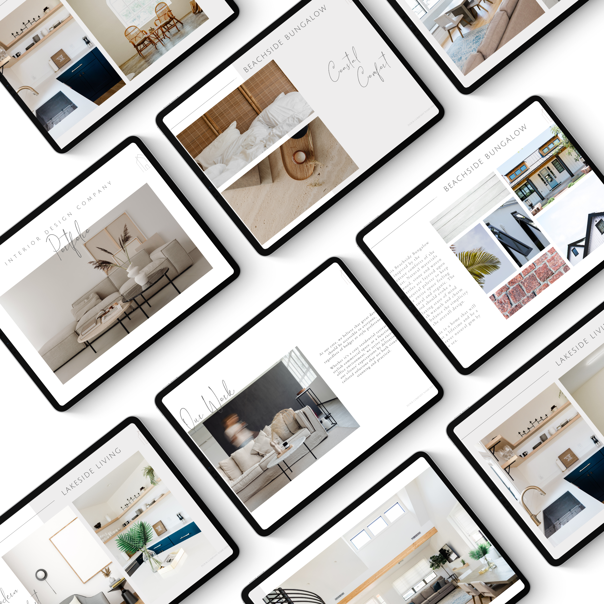 Modern templates for interior design portfolio.