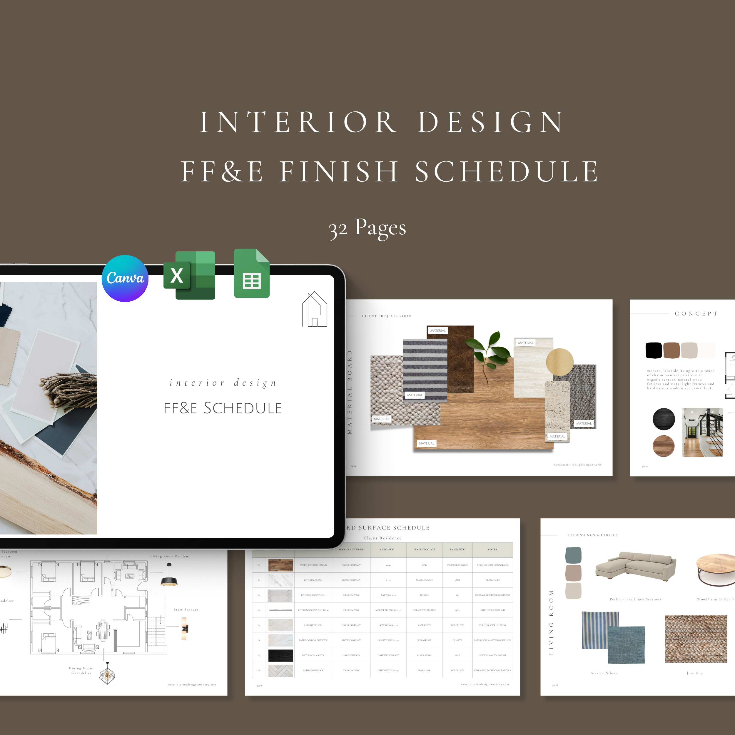 interior design ffe schedule template