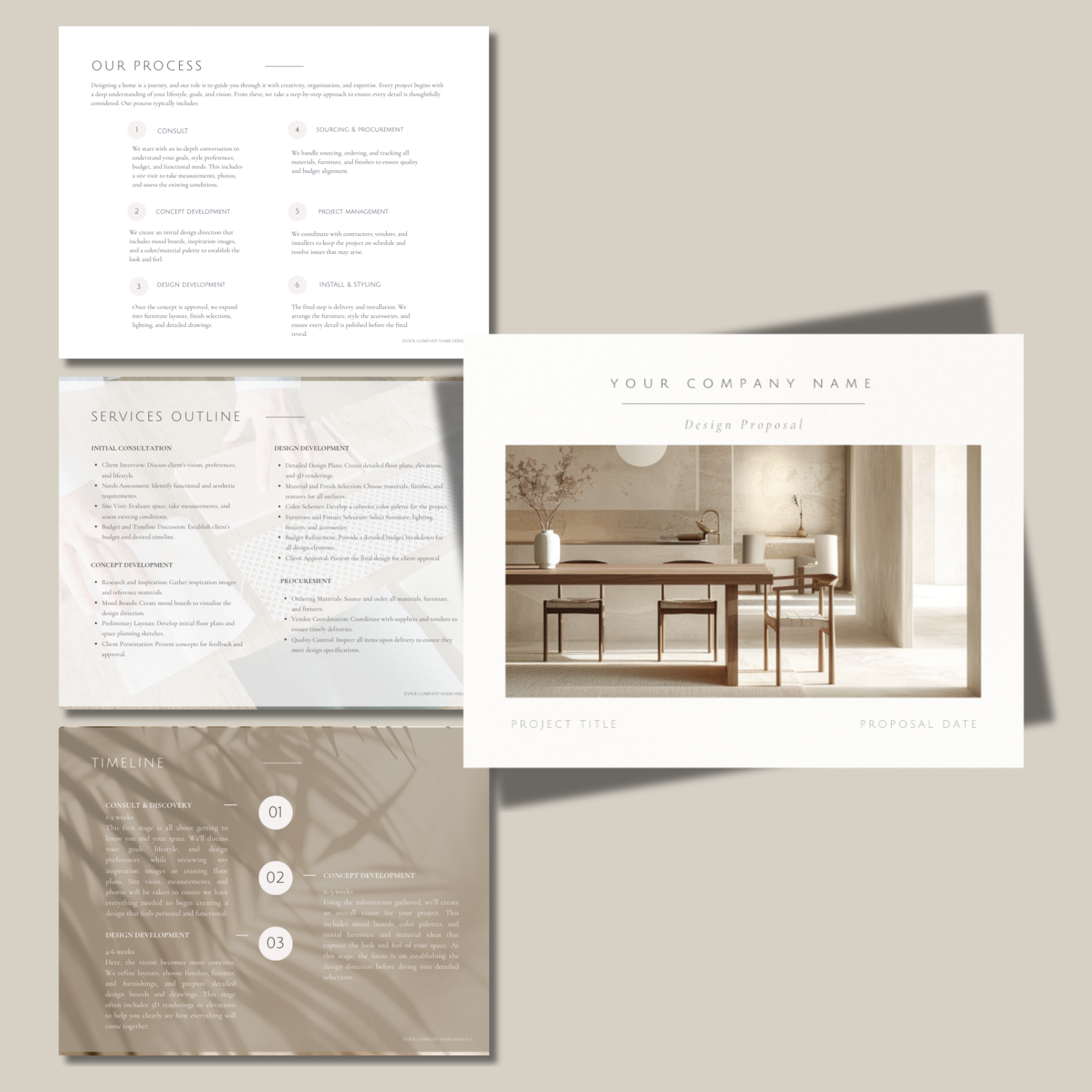 Interior Design Proposal Template - 22 Pages with Pre-Written Content