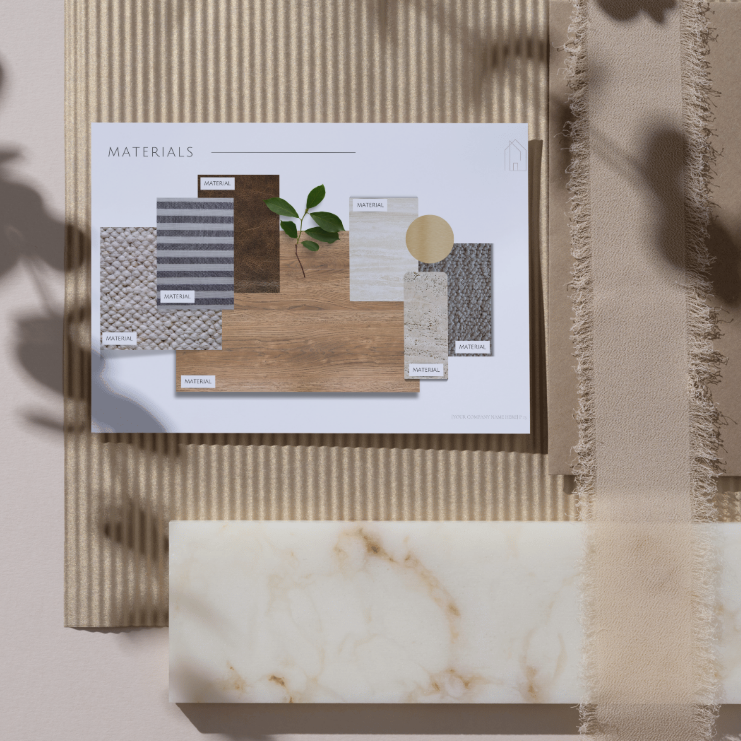 Material board templates, customize in Canva for design presentations.