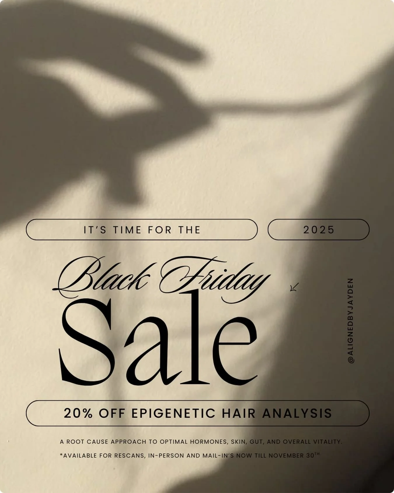 Use code BLACKFRIDAY to receive 20% off in person and virtual hair analysis with a 1 hour consultation! 

And for the first time ever I am discounts Rescans! If you have ever received a hair analysis from me in the past, you will eligible to take a 2