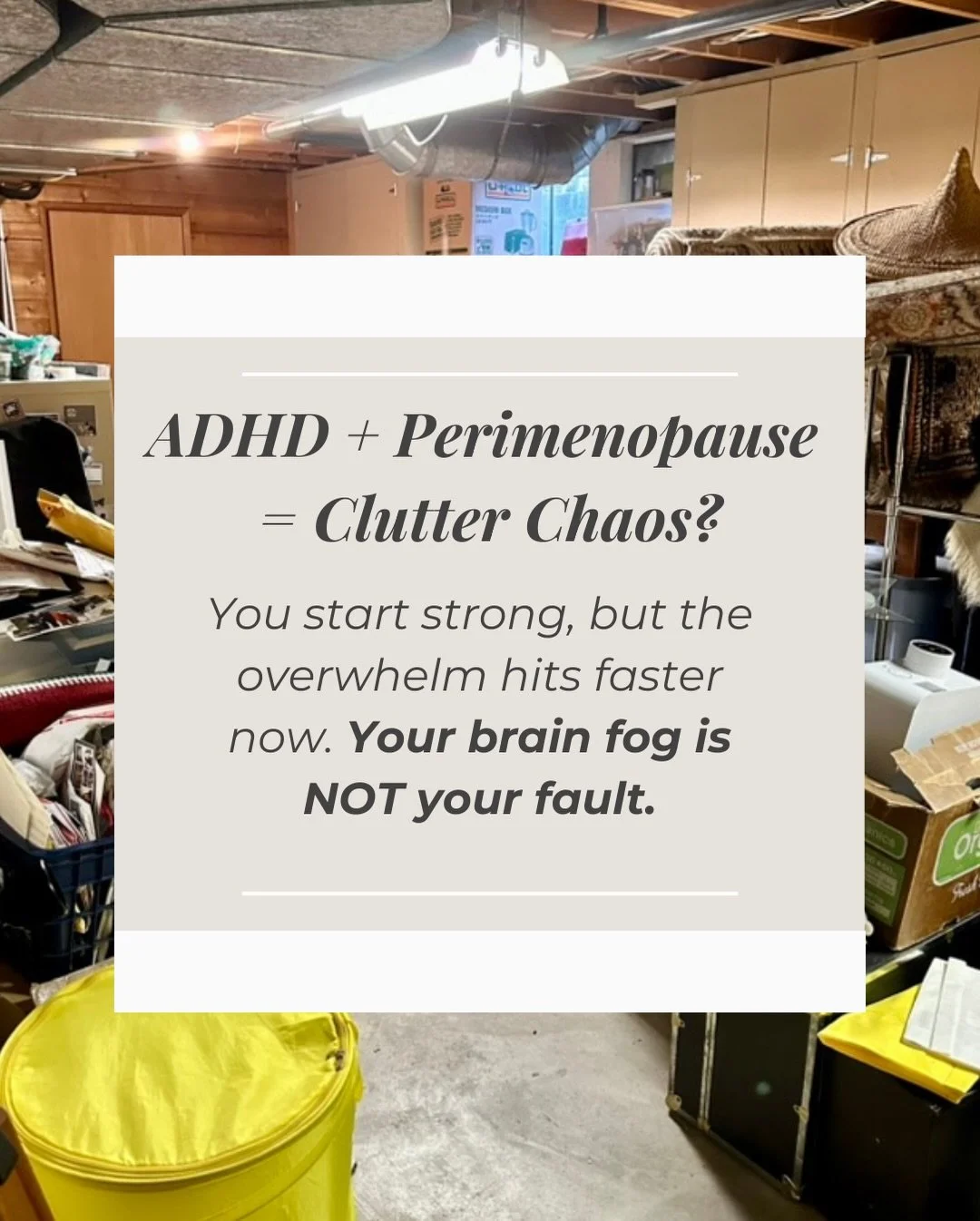 ADHD + Perimenopause = Project Paralysis. 🤯

If you&rsquo;re stuck in the loop of starting big decluttering projects only to walk away overwhelmed, swipe through this carousel!

You are not messy, you&rsquo;re just experiencing hormonal shifts and b