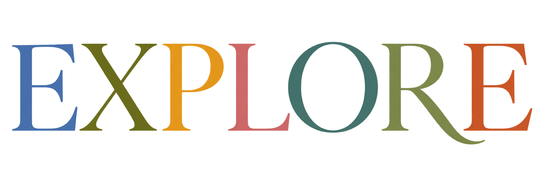 Colorful 3D text spelling 'EXPLORER' with each letter in a different vibrant color