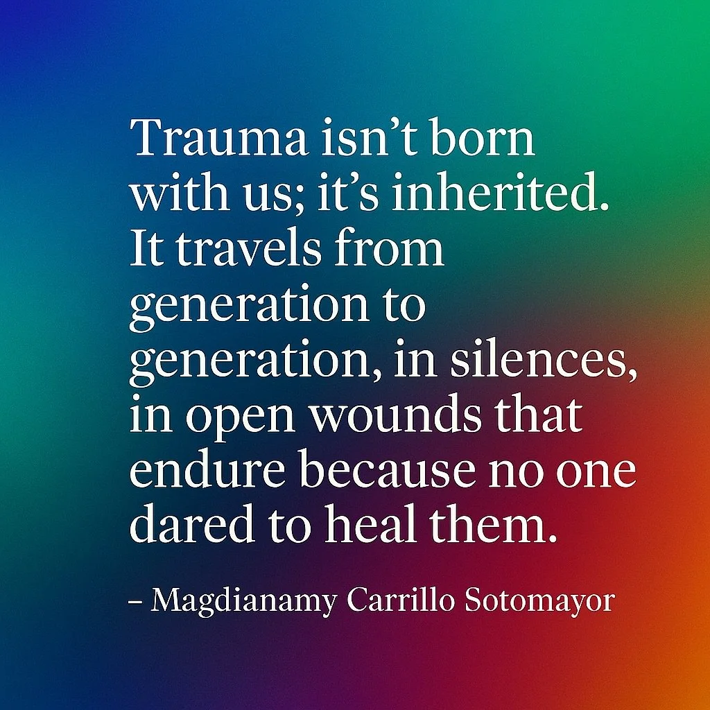&ldquo;El trauma no nace con nosotros; se hereda. Viaja de generaci&oacute;n en generaci&oacute;n, en silencios, en heridas abiertas que perduran porque nadie se atrevi&oacute; a sanarlas.&rdquo;⛓️&zwj;💥✍🏻
&iexcl;Feliz Domingo! 🌿 
www.magdianamy.c
