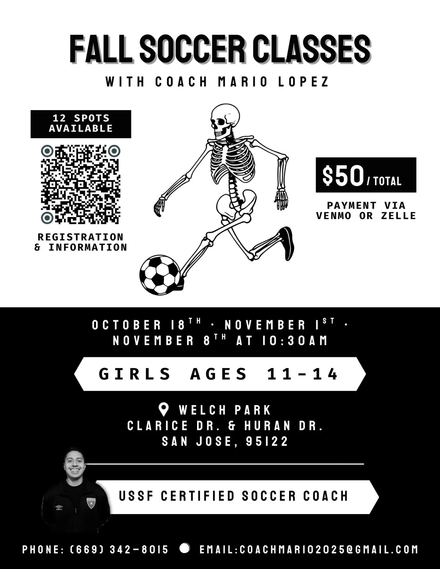 โฝ๏ธโฝ๏ธโฝ๏ธ We had a great time with Coach Mario this Summer so we decided to run it back with more affordable youth soccer classes in San Jose! 3 training sessions for only $50 ๐ฅ๐๐๐
Hit the link in our bio to register now & contact coach Mario