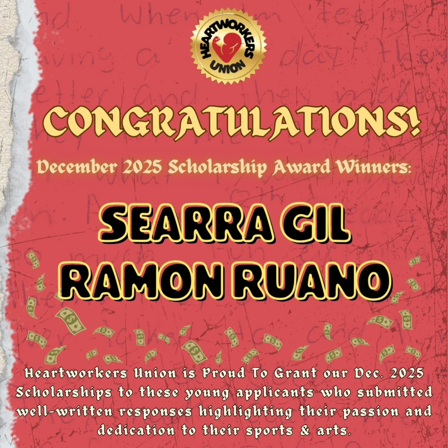 We selected 2 winners for the last month of 2025! Congrats to Searra Gil &amp; Ramon Ruano both from San Jose, CA 🔥🔥🔥 We love supporting young musicians and athletes, can't wait to share more from these two soon! 

HUGE THANK YOU to the Heartworke