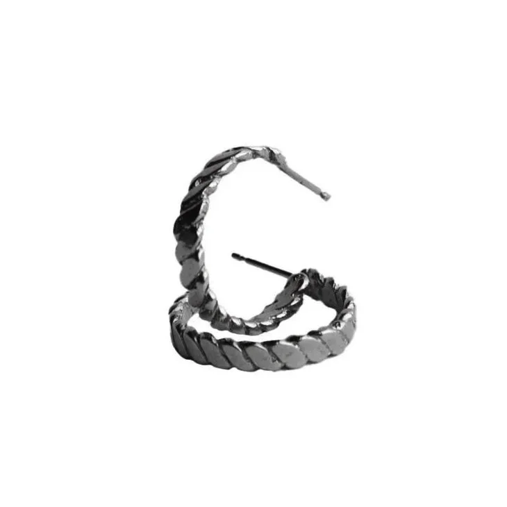 Nautical Rope Hoops Oxidised Silver