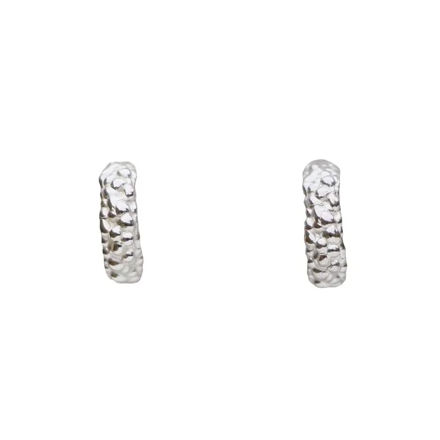 Small Lichen Hoops Silver