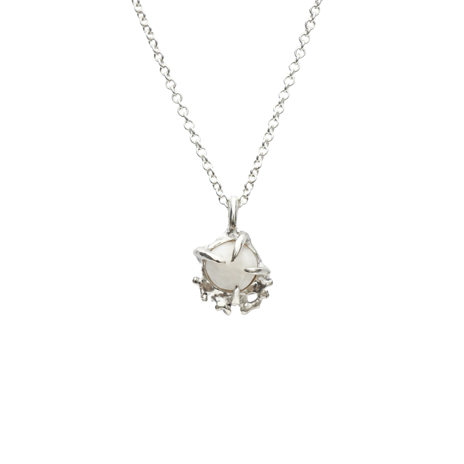 Wild Ocean Pearl & Coral Necklace Silver 1